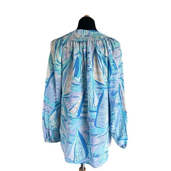 Lilly Pulitzer Elsa Silk Top Light Lilac Verbena Aboat Time Size Small-MSRP $158 - Picture 7 of 9